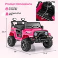 thumbnail image 3 of Gymax 12V Kids Ride on Truck Car w/Remote Control Threaded Wheels 3 Speeds LED Lights Pink, 3 of 8