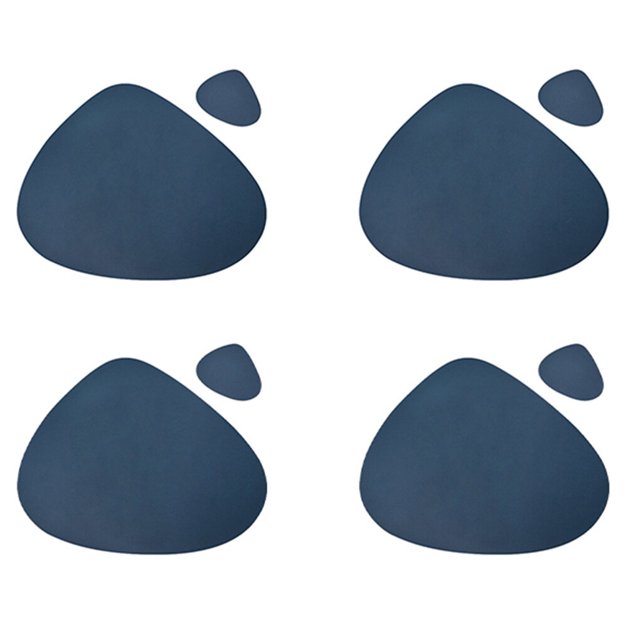 PU Placemat Table Mats Heat Insulation Leather Place Mats Place Mats Set Set Wipeable Cup Mat Tableware Pad Indoor Dining Restaurant Dark Blue