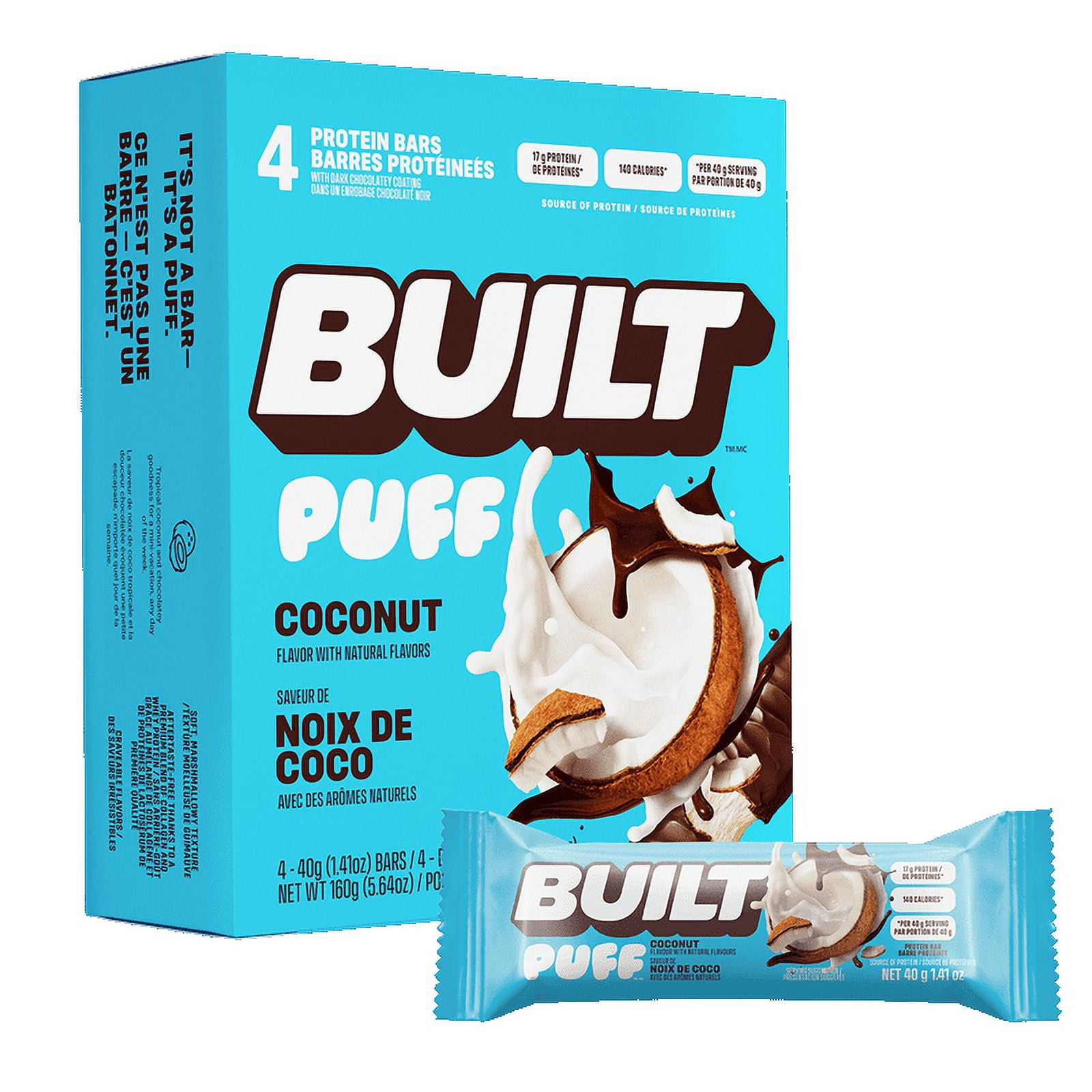 Built Bar , Soufflés à la Noix de Coco 40g x 4 Barres