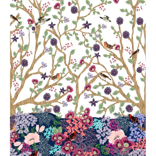 Soimoi Velvet Fabric Dry Tree,Leaves & Flower Panel Print Fabric by Yard 58 Inch Wide