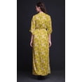 thumbnail image 3 of Bimba Robe Longue Imprimée en Rayonne à Fleurs de Pêche, Taille Smockée, Fente Latérale, Petite, Jaune, 3 of 6