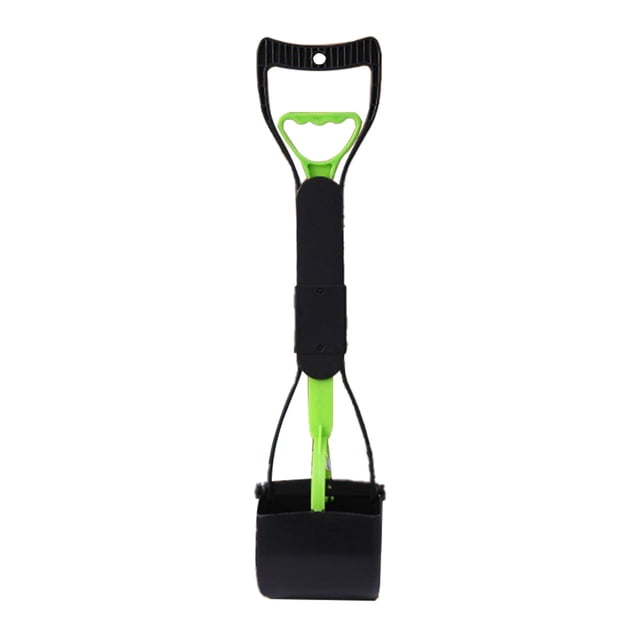 Sacs à Crottes de Chien avec Poignées, Pelle Pliable pour Collecte de Déchets de Chien, Panier à Crottes Robuste, avec Long Manche, Matériau Résistant et Ressort Durable pour Ramasser l'Herbe et le Gravier