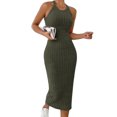 thumbnail image 1 of Oksale Robes Moulantes pour Femmes Sans Manches Côtelées Robe Maxi Ajustée Douce Extensible Confortable Col Ras du Cou Dos Nu Robes d'Été pour Fête de Vacances Vert P, 1 of 10