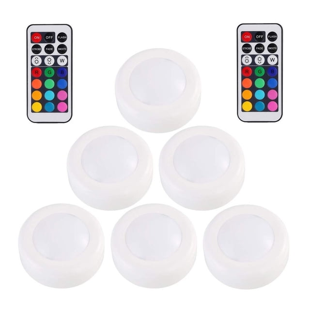 SDNall Versatile LED Puck Lighting for Cabinets with Remote, 16 Colors and Adjustable Warm Light, Ideal as Night or Reading Light
