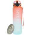 thumbnail image 1 of 32 oz Plastic Water Bottle with Time Marker and Wide Mouth Lid  Orange, 1 of 8