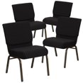 thumbnail image 1 of 4 Pk. HERCULES Series 21''W Stacking Church Chair in Black Dot Patterned Fabric - Gold Vein Frame, 1 of 9