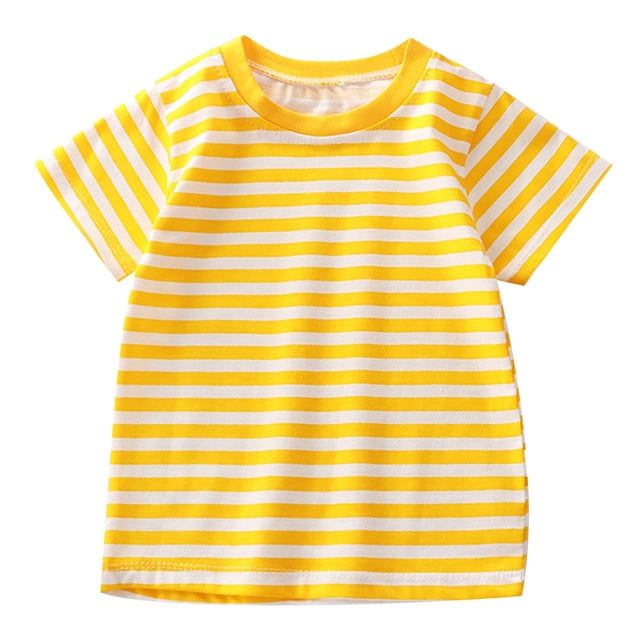 TZEWGL Chemise Décontractée pour Nouveau-Né à Manches Courtes Rayée Couleur Unie Col Rond pour Bébés Taille 3-4T