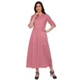 thumbnail image 2 of Moomaya Long Button Down Shirts For Women Front Slit A-Line Kurtis Summer Kurta, 2 of 5