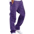 thumbnail image 1 of Innerwin Bottoms Elastic Waist Mens Trousers Summer Drawstring Fitted Pants Purple M, 1 of 2