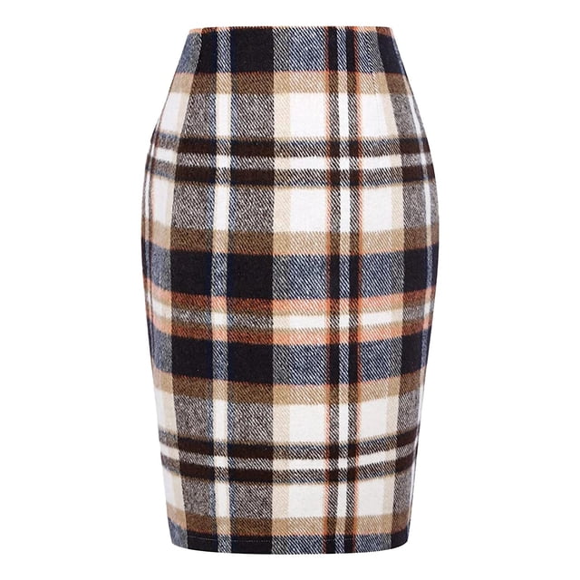2025 Pencil Plaid Skirts for Skirt Plus Size Women Fall Winter High Rip Skirt Waisted Bodycon Knee Length Tulle Table Skirt Wool Midi Skirt with Flowy Skirt