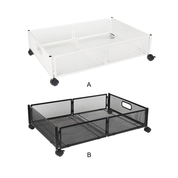 VONKY Easy-to-Assemble Under Bed Storage With Wheels Durable And Space-Organizing Foldable Bedroom Storage Organization Metal white 60*40.5*16cm