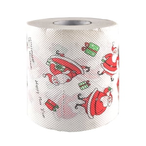 Christmas Printed Toilet Paper Roll, Holiday Pattern Bath Tissue For Party Gift Gag, 10Cm Width, 1 Roll