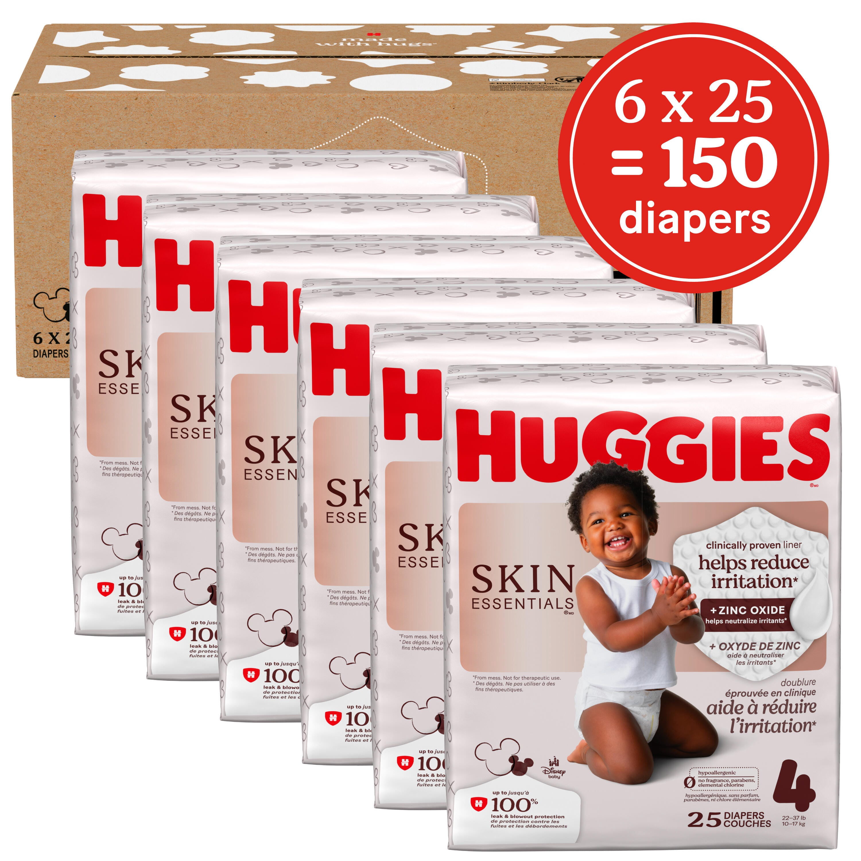 Huggies Skin Essentials Baby Diapers, 3 (16-28 lbs), 168 Count