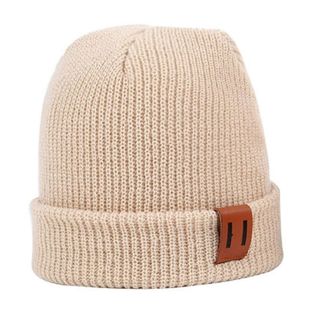 Winter Hat Children Adult Cap Thick Knitted Elastic Windproof Cozy Cold Resistant Solid Color Regular Fit Outdoor Beanie