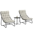 thumbnail image 1 of Outsunny Outdoor Bistro Set, Patio Table and Chairs w/ Cushions, Light Grey, 1 of 10