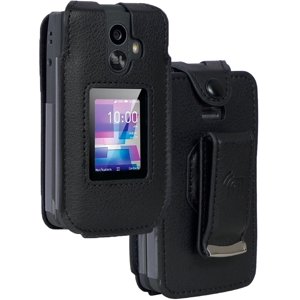 Cas pour TCL Flip 3 Téléphone, Nakedcellphone [Cuir végétalien noir] Couverture de forme-filtre [Protection de l'écran de construction] et [Clip de ceinture métallique] pour T435 (2024)