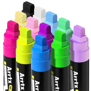 Arrtx Marqueurs de Peinture Acrylique Grands, Marqueurs Géants Pointe Feutre 10 mm, Lot de 12 Marqueurs de Graffiti Colorés pour Projets d'Art, Enseigne, Affiches