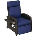 thumbnail image 1 of Outsunny Outdoor Recliner Chair with Adjustable Backrest, Cushion, Blue, 1 of 10
