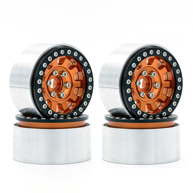 Moobody Aluminum Alloy Wheel Rim Beadlock Wheel Rims Hub 4pcs Replacement for 1/10 TRX4 Axial SCX10 90046 SCX10 III AXI03007 AXI03003 RC Car