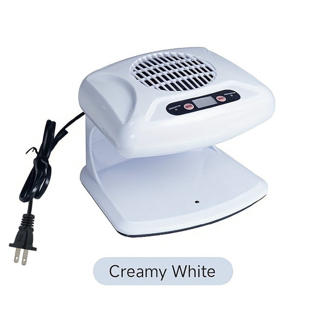 Dadatutu Nail Fan Dryer for Regular Nail Polish in creamy white, featuring a portable and compact design with a powerful motor for quick drying of fingernails and toenails. Includes warm and cool drying modes, an automatic sensor, and safe, UV-free operation. Suitable for home or salon use.