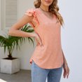 thumbnail image 2 of Pompotops T-shirt à Col en V à Volants Uni pour Femmes, Printemps et Été, Liquidation, 2 of 7