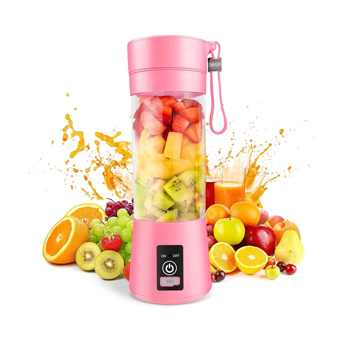 Portable Blender Mini Blender for Shakes and Smoothies Rechargeable USB 380Ml Traveling Fruit Juicer Cup with 6 Blades,1 x Juicer Blender 1 x USB Cable,Pink