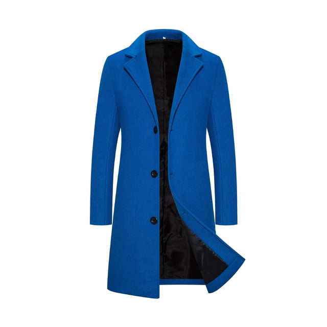Innerwin Manteau Trench-Coat Homme à Col Cranté Manches Longues Décontracté Bleu Royal P
