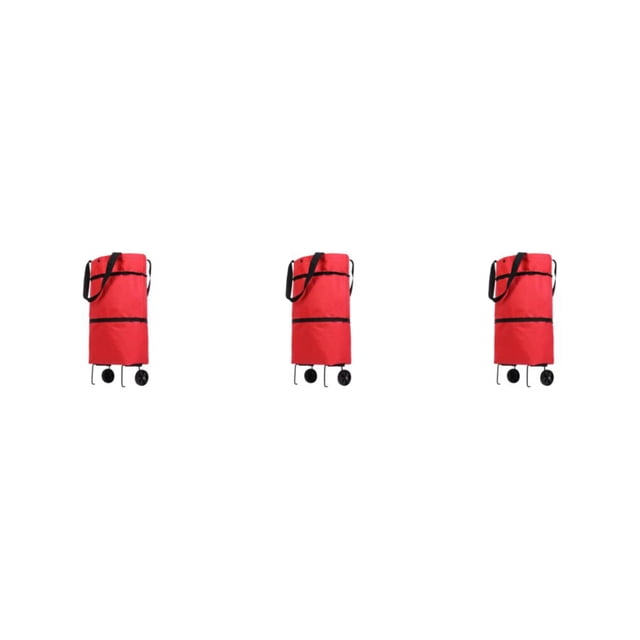 maskred Sac de Chariot de Courses Multifonctionnel Options d'Usage Polyvalentes Sac de Chariot de Courses avec Roues Sacs de Courses en Tissu Rouge 3ensemble