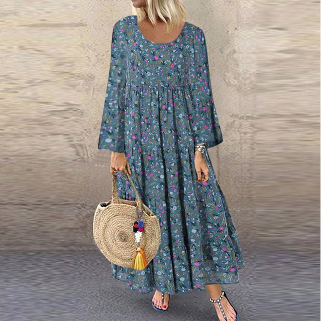 LSLJS Women Plus Size Casual Loose Sleeveless Floral Daily Linen Print Long Maxi Dress