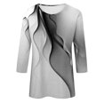 thumbnail image 4 of Besolor Hauts d'Été pour Femmes 2024 Mode Imprimé Col Rond T-Shirts Habillés Décontractés Blouse Manches 3/4 et Hauts, 4 of 5