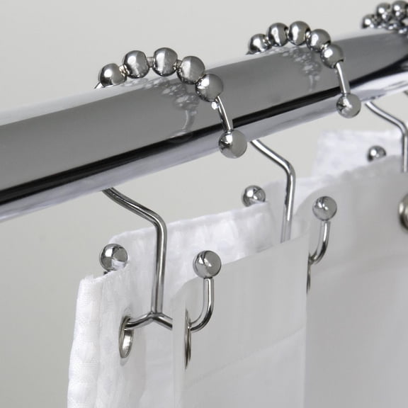 Mainstays Double Roller Glide Shower Curtain Hooks or Rings, Chrome