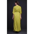 thumbnail image 3 of Bimba Robe Longue Imprimée en Rayonne à Bourgeons et Lotus, Taille Smockée, Fente Latérale, pour Femme - Grande, 3 of 6