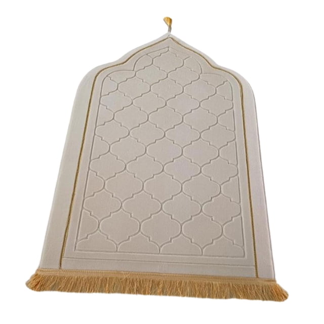 veasfak Islamic Prayer Rug Home Embossing Soft Worship Kneel Thick Prayer Carpet Mat white