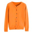 thumbnail image 3 of Womens Lightweight Knit Cardigan Long Sleeve Button Down Cardigans Sweater Fall Soft Crew Neck Shrugs Tops Orange, S, 3 of 4