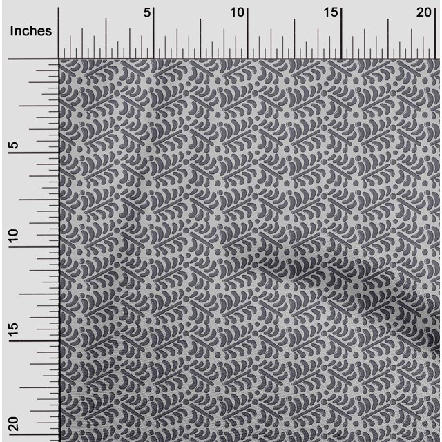 oneOone Viscose Chiffon Fabric Dot & Leaves Block Print Sewing Fabric BTY 42 Inch Wide