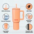thumbnail image 1 of Gobelet en Acier Inoxydable de 40 oz avec Couvercle à Paille – Rétention Chaude et Froide de 24+ Heures, Conception Étanche au Quart de Tour, Compatible avec Porte-Gobelet – Abricot, 1 of 3