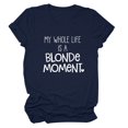 thumbnail image 1 of Hauts d'Été Grande Taille pour Femmes Hauts d'Été pour Femmes T-Shirt à Manches Courtes Col Rond Imprimé Lettre Blouse Basique Décontractée T-Shirt Col en V Femmes en Liquidation, 1 of 2