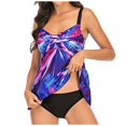 thumbnail image 1 of Aqestyerly Women Plus Size Tankini Printed Swimwear,Two Piece Swimsuit Set For Beach Holiday Or Poolside Relaxing HWRETIE, 1 of 4