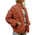 thumbnail image 2 of Kmbangi Women Stand Collar Long Sleeve Solid Color Full Zip Quilted Jackets, 2 of 7