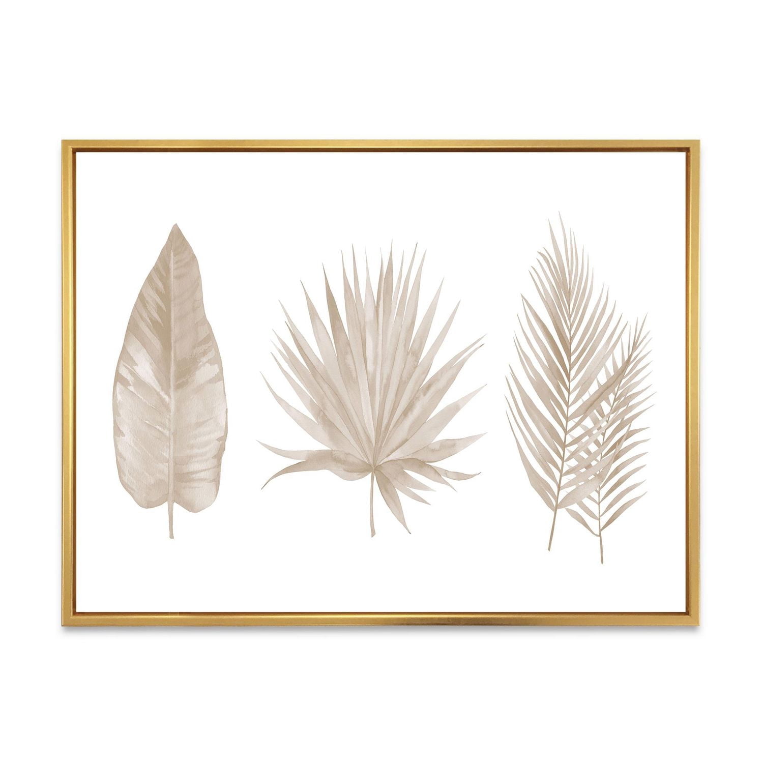 Designart Feuilles Tropicales Beiges ART MURAL À CADRE FLOTTÉ