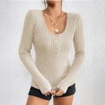 thumbnail image 4 of AherBiu Crop Tops for Women Ribbed Flare Long Sleeve Square Neck Slim Tight Basic Spring Shirt Blouse, 4 of 7