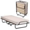 thumbnail image 1 of Gymax Folding Bed Rollaway Metal Guest Bed Sleeper Made in Italy w/ Memory Foam Mattress Beige, 1 of 10