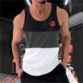 thumbnail image 1 of Débardeur pour Hommes, Mode Décontractée Patchwork Imprimé Pull Col Rond Débardeurs de Sport, 1 of 6