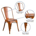 thumbnail image 3 of Bowery Hill Metal Dining Chair in Distressed Orange, 3 of 7