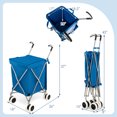 thumbnail image 4 of Costway Folding Shopping Cart Utility w/ Water-Resistant Removable Canvas Bag Blue, 4 of 10