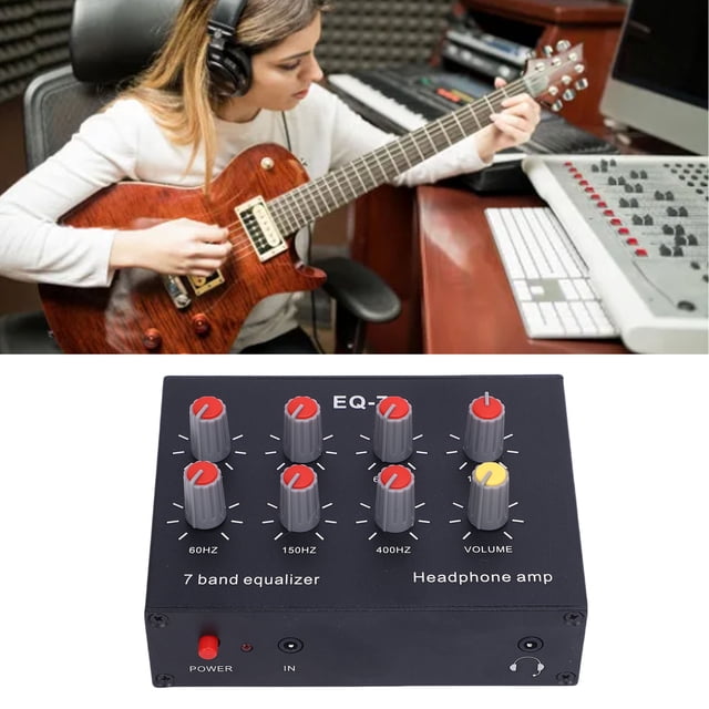 7 7 Bandes EQ Equalizer 2 Canaux Égaliseur de Son Numérique 12dB Hi Basse Réglable avec Prise 3.5mm DC 5-12V