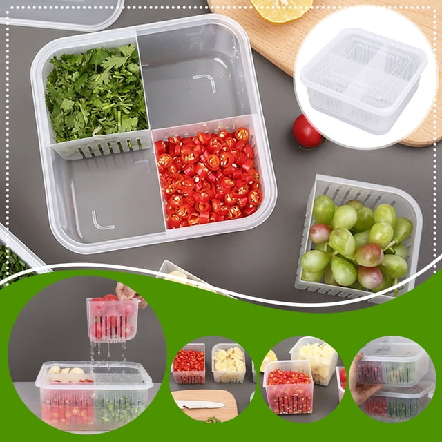 Vrorvz Boîte de Rangement Alimentaire à 4 Compartiments avec Couvercle pour Réfrigérateur et Cuisine, Sans BPA, Compatible Lave-Vaisselle, Micro-Ondes et Congélateur, Convient à la Préparation des Repas et à l'Organisation du Dîner