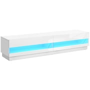 HOMCOM High Gloss TV Stand Cabinet for TVs up to 75" with LED Light White