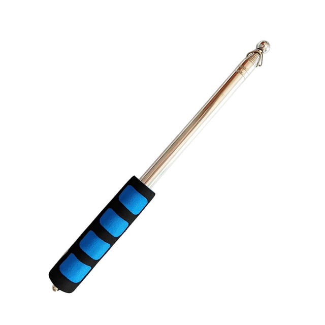 DYNWAVECA Mât de Drapeau Télescopique, Mât de Drapeau en Acier Inoxydable, Mât de Drapeau, Mât de Drapeau en Métal à Main, avec Poignée en Éponge, Bleu, 1,2 m