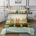 thumbnail image 1 of Christmas Rabbit Kids Queen Coverlet Set Cute Cartoon Animal Bedspread Set For Boys Girls,Xmas Pine Tree Winter Snowflakes Quilt Set Rustic Wooden Railings Holiday Bed Set, 1 of 5